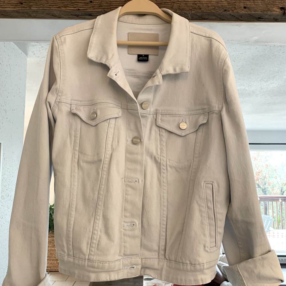 Sanctuary Denim Women’s Denim Jacket screen Printed Size M Like‎ New Ligh…